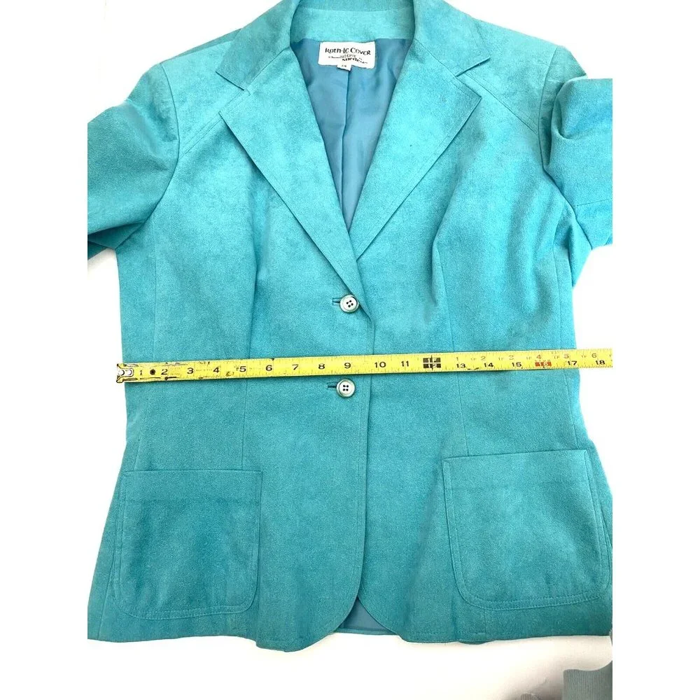 Vintage Roth-Le-Cover Ultra Suede Jacket Skirt 2pc Suit Green Women's size 14